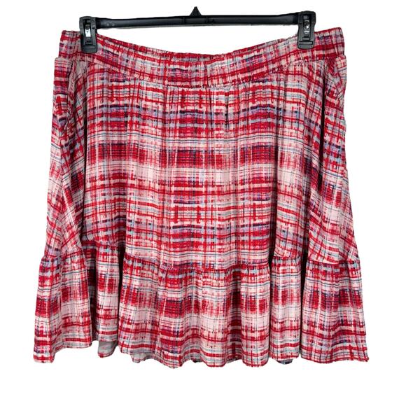 Torrid 3X-Large Tiered Circle Skirt Plaid Pull-On Stretch Lined Pockets Multi